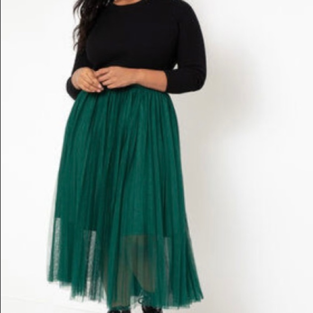 Eloquii Pleated Tulle Maxi Skirt